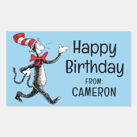 セウス博士 | HatヴィンテージロゴのCat 長方形シール (正面)