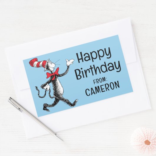 セウス博士 | HatヴィンテージロゴのCat 長方形シール (封筒)