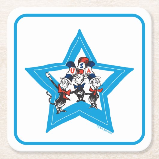 セウス博士 | Little Cats USA Hats Graphic スクエアペーパーコースター (正面)