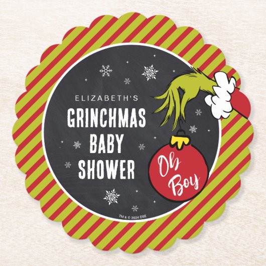 セウス博士 | Oh Boy Grinch Baby Shower ペーパーコースター (正面)