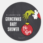 セウス博士 | Oh Boy Grinch Baby Shower ラウンドシール (正面)