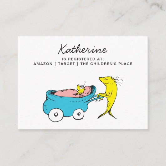 セウス博士 | One Fish – 女の子の赤ちゃんのシャワーのレジストリ エンクロージャーカード (正面)