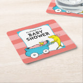 セウス博士 | One Fish – 女の子ベビーシャワー スクエアペーパーコースター (アングル)