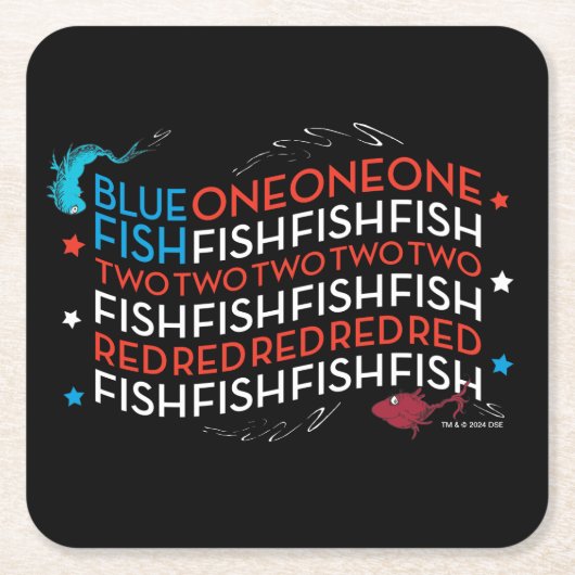 セウス博士 | Red Fish Blue Fish US Flag Graphic スクエアペーパーコースター (正面)