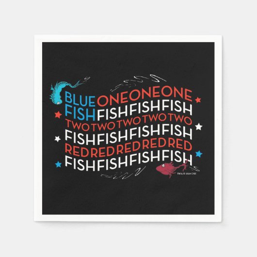 セウス博士 | Red Fish Blue Fish US Flag Graphic スタンダードカクテルナプキン (正面)