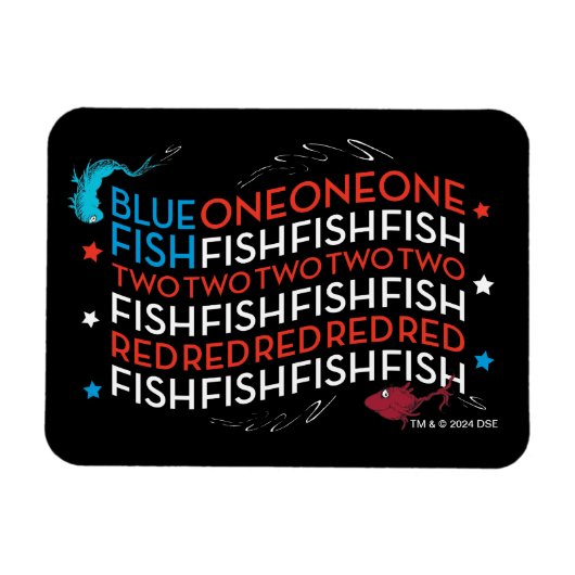 セウス博士 | Red Fish Blue Fish US Flag Graphic マグネット (横)