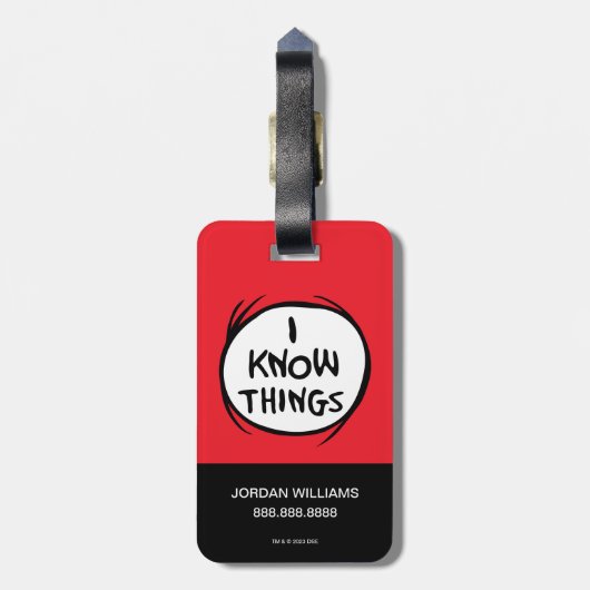セウス博士 | Thing One Thing Two – 私は物事を知っている ラゲッジタグ (裏面縦)