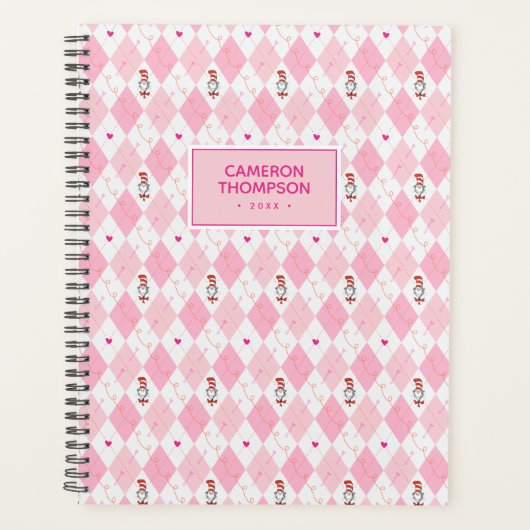 セウス・バレンタイン |帽子アーガイルにピンクの猫 プランナー手帳 (正面)