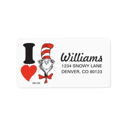 セウス・バレンタイン | Iハート帽子の中の猫 ラベル (正面)