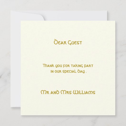 セエレガントルト結婚金ゴールドフェイクケルト結び目模様 サンキューカード (裏面)