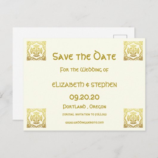 セエレガントルト結婚金ゴールドフェイクケルト結び目模様 ポストカード (正面/裏面)