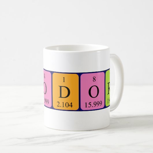 セオドアの周期表の名前のマグ コーヒーマグカップ (正面右)