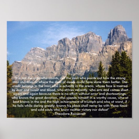 セオドアルーズベルトやる気を起こさせる引用文 ポスター (正面)