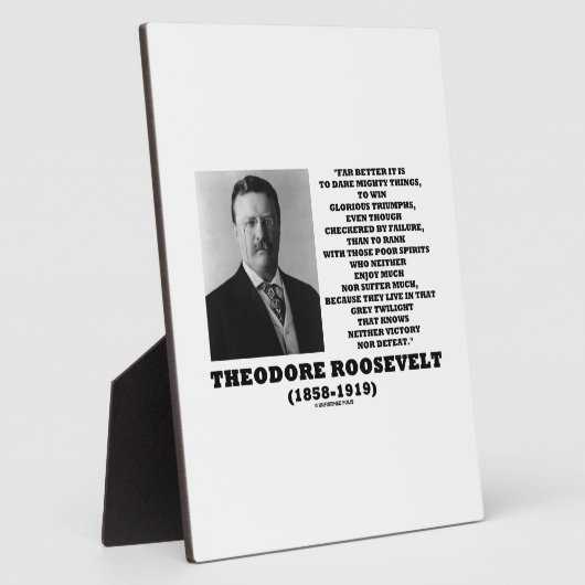 セオドアルーズベルト敢えて強大なもの引用文 フォトプラーク (側面)