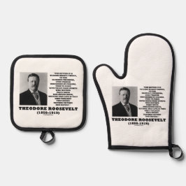 セオドアルーズベルト敢えて強大な事物アドバイス引用文 鍋つかみ&鍋敷きセット