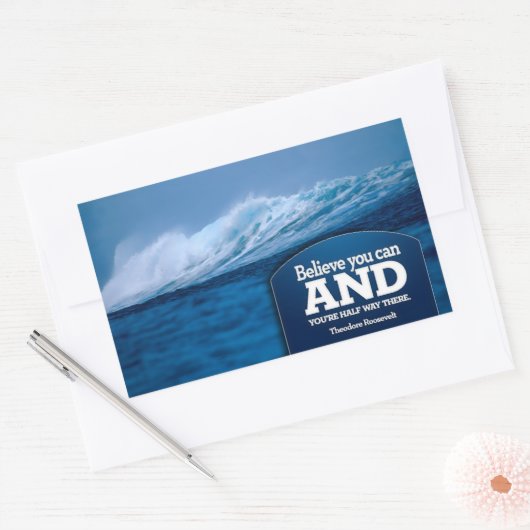 セオドアルーズベ感動的ルト引用文信じ" 長方形シール (封筒)