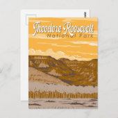 セオドアルーズヴェルト国立公園イラストレーションアート ポストカード (正面/裏面)