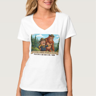 セオドア・ルーズベルトとビッグフットの面白い似顔絵 - ナチュラル Tシャツ