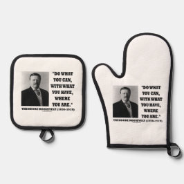 セオドア・ルーズベルトは今の場所でできることを行う 鍋つかみ&鍋敷きセット