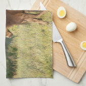 セオドア・ルーズベルト国立公園の野生の馬 キッチンタオル (四つ折り)