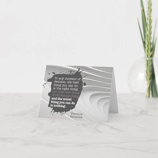 セオドア・ルーズベルト感動的引用文「決定」 サンキューカード (正面)