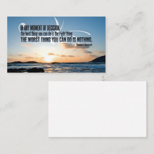 セオドア・ルーズベルト感動的引用文「決定」 ノートカード (正面/裏面)