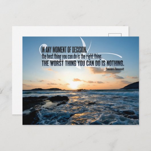 セオドア・ルーズベルト感動的引用文「決定」 ポストカード (正面/裏面)