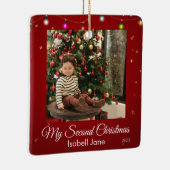 セカンドクリスカスタムマス家族フォト文字テンプレート セラミックオーナメント (右)