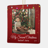 セカンドクリスカスタムマス家族フォト文字テンプレート セラミックオーナメント (左)