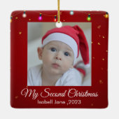 セカンドクリスカスタムマス家族フォト文字テンプレート セラミックオーナメント (裏面)