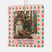 セカンドクリスカスタムマス家族フォト文字テンプレート セラミックオーナメント (左)