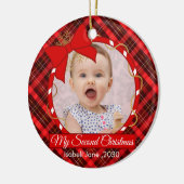 セカンドクリスカスタムマス家族フォト文字テンプレート セラミックオーナメント (左)