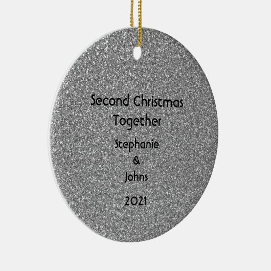 セカンドクリスマストゥアズ白黒グレーグリッター セラミックオーナメント (右)