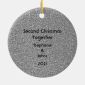 セカンドクリスマストゥアズ白黒グレーグリッター セラミックオーナメント (裏面)