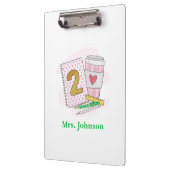 セカンドグレード先生ピンクノートパソコカスタムーコーヒー クリップボード (左)