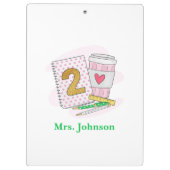 セカンドグレード先生ピンクノートパソコカスタムーコーヒー クリップボード (裏面)