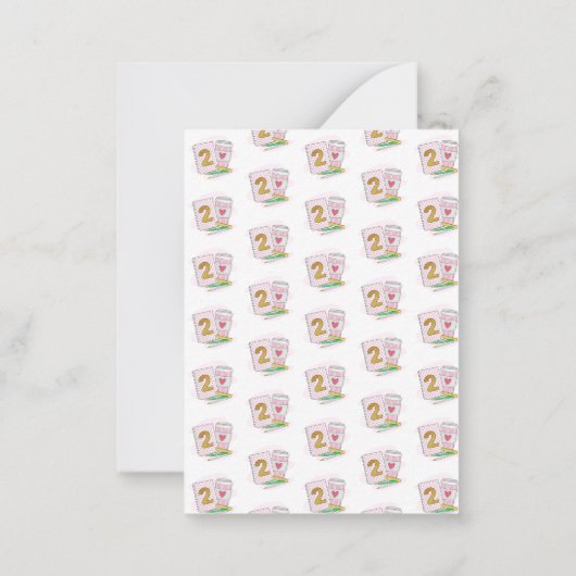 セカンドグレード先生ピンクノートブックコーヒー ノートカード (裏面)