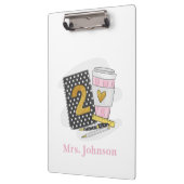 セカンドグレード先生ブラック名門私立校風のノートブックコーヒー クリップボード (左)