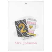 セカンドグレード先生ブラック名門私立校風のノートブックコーヒー クリップボード (裏面)