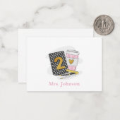 セカンドグレード先生ブラック名門私立校風のノートブックコーヒー ノートカード (正面/裏面インサイチュ)