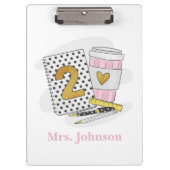 セカンドグレード先生ホワイトノート名門私立校風のノートコーヒー クリップボード (正面)