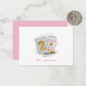 セカンドグレード先生ホワイトノート名門私立校風のノートコーヒー ノートカード (正面/裏面インサイチュ)