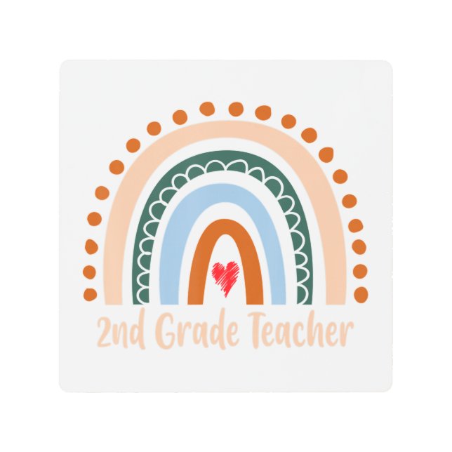 セカンドグレード先生ボホレインボー新学期Apr メタルプリント (正面)