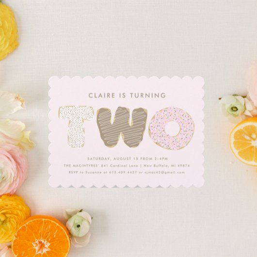 セカンドバースデーパーティードーナウトテーマ招待状 招待状