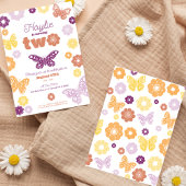 セカンドバースデーパーティーレトロバタフライ誕生日 招待状