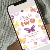 セカンドバースデーパーティーレトロバタフライ誕生日 招待状