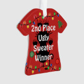 セカンドプレイス醜いクリスマスセーターコンテストオーナメント オーナメント (正面)