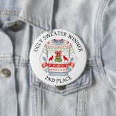 セカンドプレイス醜いセーター勝者 | クリスマスおもしろい 缶バッジ (インサイチュ)