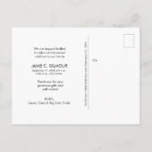 セカンドベビーガール感謝していフォトスクリプト誕生 案内ポストカード (裏面)