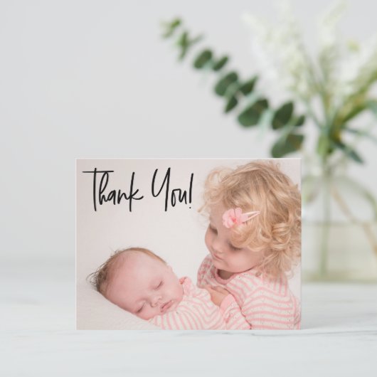 セカンドベビーガール感謝していフォトスクリプト誕生 案内ポストカード (スタンド正面)